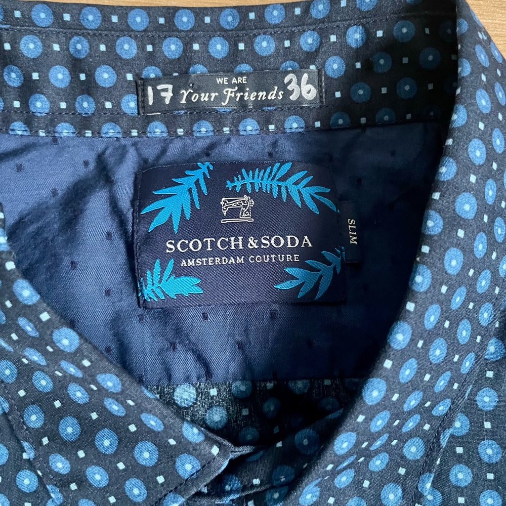 Scotch & Soda Blue Pattern Slim Fit Button Up Shirt Cotton Men’s XL - Picture 3 of 9